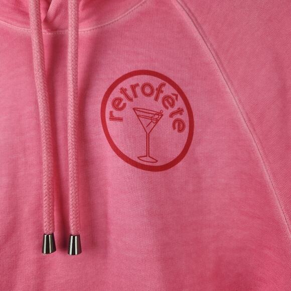 Retrofete Vanessa Hoodie Sweatshirt XS Hot Pink Logo NWT Oversized Fit Pocket - Picture 3 of 9